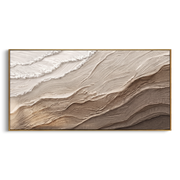 "Ivory Dune Wave Relief" - Modern Heavy Impasto Ocean Wave Seascape | White & Beige Palette Knife Painting | Luxury Horizontal Wall Art #Q 220