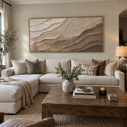"Ivory Dune Wave Relief" - Modern Heavy Impasto Ocean Wave Seascape | White & Beige Palette Knife Painting | Luxury Horizontal Wall Art #Q 220