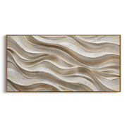 "Luminous Folded Plaster Fold Relief" - Modern Heavy Impasto Topographic Abstract | White & Beige Palette Knife Painting | Luxury Horizontal Wall Art #Q 222