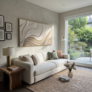 "Terraced Folded Shore Relief" - Modern Heavy Impasto Topographic Abstract | White & Beige Palette Knife Painting | Luxury Horizontal Wall Art #Q 225