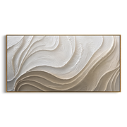 "Terraced Folded Shore Relief" - Modern Heavy Impasto Topographic Abstract | White & Beige Palette Knife Painting | Luxury Horizontal Wall Art #Q 225