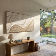 "Terraced Folded Shore Relief" - Modern Heavy Impasto Topographic Abstract | White & Beige Palette Knife Painting | Luxury Horizontal Wall Art #Q 225