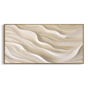 "Gilded Ivory Swell Relief" - Modern Heavy Impasto Topographic Abstract | White & Beige Palette Knife Painting | Luxury Horizontal Wall Art #Q 226