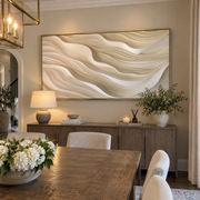 "Gilded Ivory Swell Relief" - Modern Heavy Impasto Topographic Abstract | White & Beige Palette Knife Painting | Luxury Horizontal Wall Art #Q 226