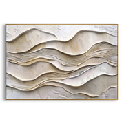 "Raised Calm Drift Relief" - Modern Heavy Impasto Topographic Abstract | White & Beige Palette Knife Painting | Luxury Horizontal Wall Art #Q 228