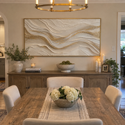 "Undulating Silk Contour Relief" - Modern Heavy Impasto Topographic Abstract | White & Beige Palette Knife Painting | Luxury Horizontal Wall Art #Q 230