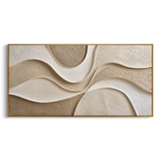 "Feathered Cream Current Relief" - Modern Heavy Impasto Topographic Abstract | White & Beige Palette Knife Painting | Luxury Horizontal Wall Art #Q 231