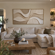 "Feathered Cream Current Relief" - Modern Heavy Impasto Topographic Abstract | White & Beige Palette Knife Painting | Luxury Horizontal Wall Art #Q 231
