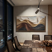 "Soft Stone Horizon Relief" - Modern Heavy Impasto Topographic Abstract | White & Beige Palette Knife Painting | Luxury Horizontal Wall Art #Q 234