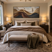 "Soft Stone Horizon Relief" - Modern Heavy Impasto Topographic Abstract | White & Beige Palette Knife Painting | Luxury Horizontal Wall Art #Q 234