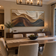"Soft Stone Horizon Relief" - Modern Heavy Impasto Topographic Abstract | White & Beige Palette Knife Painting | Luxury Horizontal Wall Art #Q 234