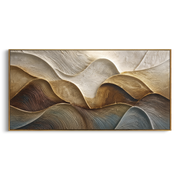 "Mineral Desert Fault Relief" - Modern Heavy Impasto Topographic Abstract | White & Beige Palette Knife Painting | Luxury Horizontal Wall Art #Q 236