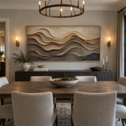 "Shadowed Clay Terrace Relief" - Modern Heavy Impasto Topographic Abstract | White & Beige Palette Knife Painting | Luxury Horizontal Wall Art #Q 237