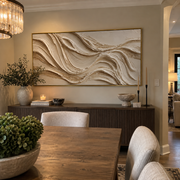 "Folded Earth Vein Relief" - Modern Heavy Impasto Topographic Abstract | White & Beige Palette Knife Painting | Luxury Horizontal Wall Art #Q 238