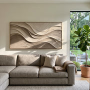 "Sculpted Geologic Cut Relief" - Modern Heavy Impasto Topographic Abstract | White & Beige Palette Knife Painting | Luxury Horizontal Wall Art #Q 240