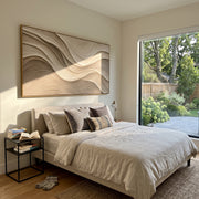 "Sculpted Geologic Cut Relief" - Modern Heavy Impasto Topographic Abstract | White & Beige Palette Knife Painting | Luxury Horizontal Wall Art #Q 240