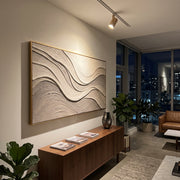 "Sculpted Geologic Cut Relief" - Modern Heavy Impasto Topographic Abstract | White & Beige Palette Knife Painting | Luxury Horizontal Wall Art #Q 240
