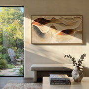 "Swirled Riverbed Wall Relief" - Modern Heavy Impasto Topographic Abstract | White & Beige Palette Knife Painting | Luxury Horizontal Wall Art #Q 242