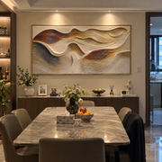 "Swirled Riverbed Wall Relief" - Modern Heavy Impasto Topographic Abstract | White & Beige Palette Knife Painting | Luxury Horizontal Wall Art #Q 242