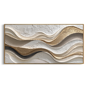 "Earthtone Rugged Slope Relief" - Modern Heavy Impasto Topographic Abstract | White & Beige Palette Knife Painting | Luxury Horizontal Wall Art #Q 243