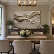 "Earthtone Rugged Slope Relief" - Modern Heavy Impasto Topographic Abstract | White & Beige Palette Knife Painting | Luxury Horizontal Wall Art #Q 243