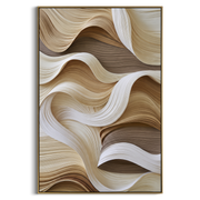"Dune Sediment Ridge Relief" - Modern Heavy Impasto Landscape Artwork | Beige & White Palette Knife Painting | Luxury Vertical Wall Art #Q 244