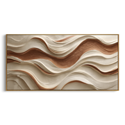 "Carved Canyon Layer Relief" - Modern Heavy Impasto Topographic Abstract | White & Beige Palette Knife Painting | Luxury Horizontal Wall Art #Q 245