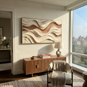 "Carved Canyon Layer Relief" - Modern Heavy Impasto Topographic Abstract | White & Beige Palette Knife Painting | Luxury Horizontal Wall Art #Q 245