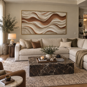 "Carved Canyon Layer Relief" - Modern Heavy Impasto Topographic Abstract | White & Beige Palette Knife Painting | Luxury Horizontal Wall Art #Q 245