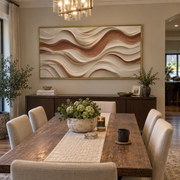 "Carved Canyon Layer Relief" - Modern Heavy Impasto Topographic Abstract | White & Beige Palette Knife Painting | Luxury Horizontal Wall Art #Q 245