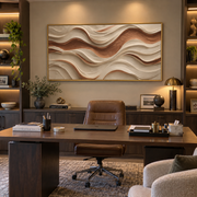 "Carved Canyon Layer Relief" - Modern Heavy Impasto Topographic Abstract | White & Beige Palette Knife Painting | Luxury Horizontal Wall Art #Q 245