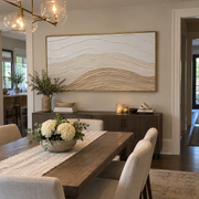 "Cascading Mountain Strata Relief" - Modern Heavy Impasto Topographic Abstract | White & Beige Palette Knife Painting | Luxury Horizontal Wall Art #Q 247