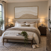 "Cascading Mountain Strata Relief" - Modern Heavy Impasto Topographic Abstract | White & Beige Palette Knife Painting | Luxury Horizontal Wall Art #Q 247