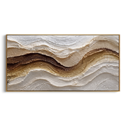 "Cracked Desert Fault Relief" - Modern Heavy Impasto Topographic Abstract | White & Beige Palette Knife Painting | Luxury Horizontal Wall Art #Q 248