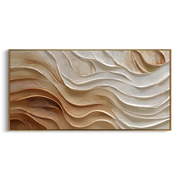 "Sandstone Clay Terrace Relief" - Modern Heavy Impasto Topographic Abstract | White & Beige Palette Knife Painting | Luxury Horizontal Wall Art #Q 249