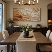 "Sandstone Clay Terrace Relief" - Modern Heavy Impasto Topographic Abstract | White & Beige Palette Knife Painting | Luxury Horizontal Wall Art #Q 249