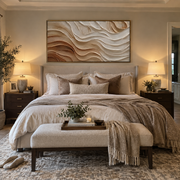 "Sandstone Clay Terrace Relief" - Modern Heavy Impasto Topographic Abstract | White & Beige Palette Knife Painting | Luxury Horizontal Wall Art #Q 249