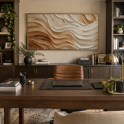 "Sandstone Clay Terrace Relief" - Modern Heavy Impasto Topographic Abstract | White & Beige Palette Knife Painting | Luxury Horizontal Wall Art #Q 249