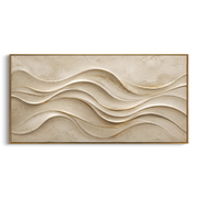 "Valley Earth Vein Relief" - Modern Heavy Impasto Landscape Artwork | White & Beige Palette Knife Painting | Luxury Horizontal Wall Art #Q 250