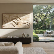 "Valley Earth Vein Relief" - Modern Heavy Impasto Landscape Artwork | White & Beige Palette Knife Painting | Luxury Horizontal Wall Art #Q 250