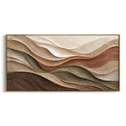 "Stratified Geologic Cut Relief" - Modern Heavy Impasto Topographic Abstract | White & Beige Palette Knife Painting | Luxury Horizontal Wall Art #Q 252