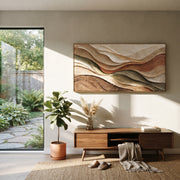 "Stratified Geologic Cut Relief" - Modern Heavy Impasto Topographic Abstract | White & Beige Palette Knife Painting | Luxury Horizontal Wall Art #Q 252