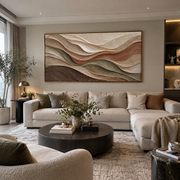 "Stratified Geologic Cut Relief" - Modern Heavy Impasto Topographic Abstract | White & Beige Palette Knife Painting | Luxury Horizontal Wall Art #Q 252