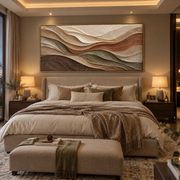 "Stratified Geologic Cut Relief" - Modern Heavy Impasto Topographic Abstract | White & Beige Palette Knife Painting | Luxury Horizontal Wall Art #Q 252