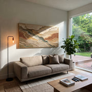 "Eroded Mesa Drift Relief" - Modern Heavy Impasto Topographic Abstract | White & Beige Palette Knife Painting | Luxury Horizontal Wall Art #Q 253