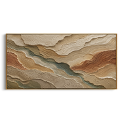 "Eroded Mesa Drift Relief" - Modern Heavy Impasto Topographic Abstract | White & Beige Palette Knife Painting | Luxury Horizontal Wall Art #Q 253