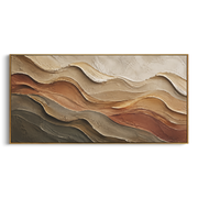 "Luminous Riverbed Wall Relief" - Modern Heavy Impasto Topographic Abstract | White & Beige Palette Knife Painting | Luxury Horizontal Wall Art #Q 254