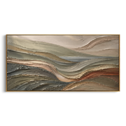 "Contour Rugged Slope Relief" - Modern Heavy Impasto Topographic Abstract | White & Beige Palette Knife Painting | Luxury Horizontal Wall Art #Q 255