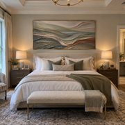 "Contour Rugged Slope Relief" - Modern Heavy Impasto Topographic Abstract | White & Beige Palette Knife Painting | Luxury Horizontal Wall Art #Q 255