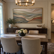 "Contour Rugged Slope Relief" - Modern Heavy Impasto Topographic Abstract | White & Beige Palette Knife Painting | Luxury Horizontal Wall Art #Q 255